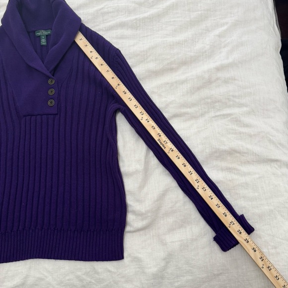 LRL‎ Ralph Lauren Pullover Sweater Purple Thick Knit Cotton XL Cozy Sustainable - Picture 4 of 5